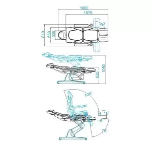 Косметическое кресло с электрическое AZZURRO 870S PEDI 3 мотора, белое