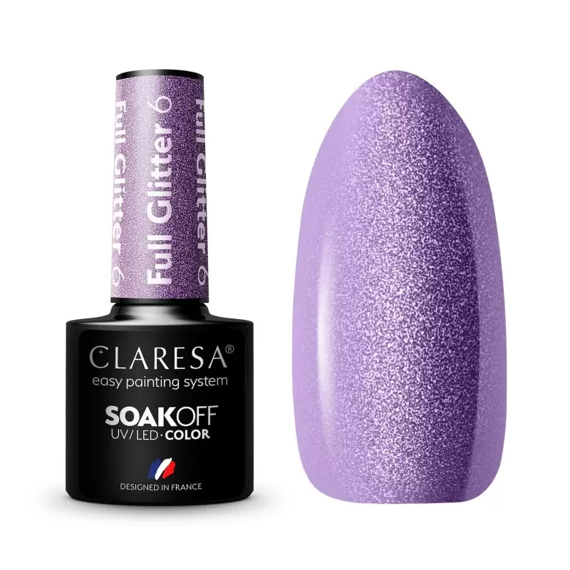 FULL GLITTER 6 CLARESA / Gelinis nagų lakas 5мл FULL GLITTER 6 CLARESA / Gelinis nagų lakas 5мл