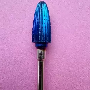 Kietmetalio freza antgalis "Medium Blue", tinka akrilo ir gelio apdorojimui