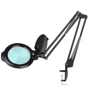 Candeeiro de mesa com lupa LED SMD 5D de 6" e lupa preta
