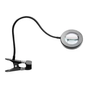 Lampada con lente d'ingrandimento ad anello da tavolo a LED, nera