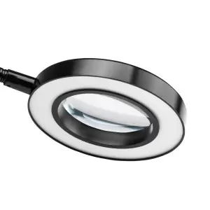Lampada con lente d'ingrandimento ad anello da tavolo a LED, nera