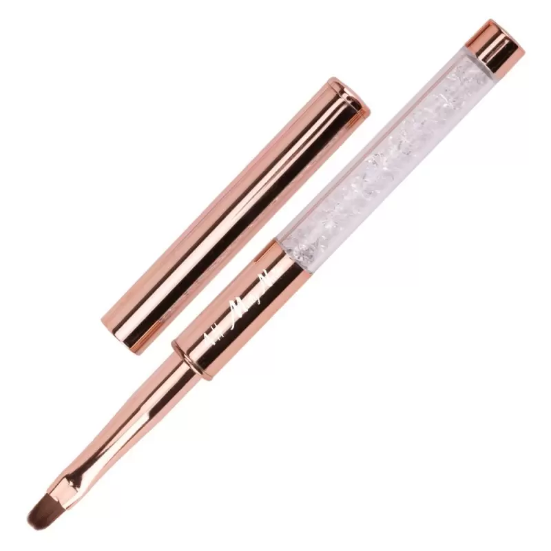 Gelinis šepetėlis 4 dydžio auksinis su cirkonio ovalu 7 mm ilgio šepetėliu "Molly Nails Gelinis šepetėlis 4 dydžio auksinis su cirkonio ovalu 7 mm ilgio šepetėliu "Molly Nails