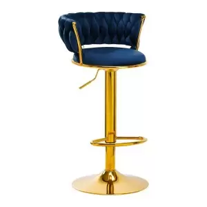 4Rico Tabouret de bar QS-B313a Velours bleu foncé