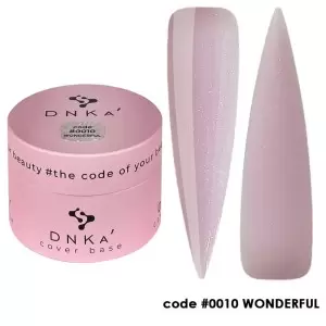 0010 DNKa Cover Base 30 ml (švelniai rausvos spalvos su blizgučiais)