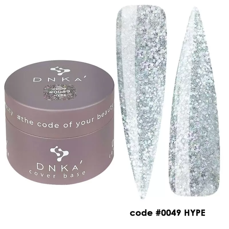 0049 DNKa Cover Base 30 ml (прозрачный с поталью, светоотражающий)