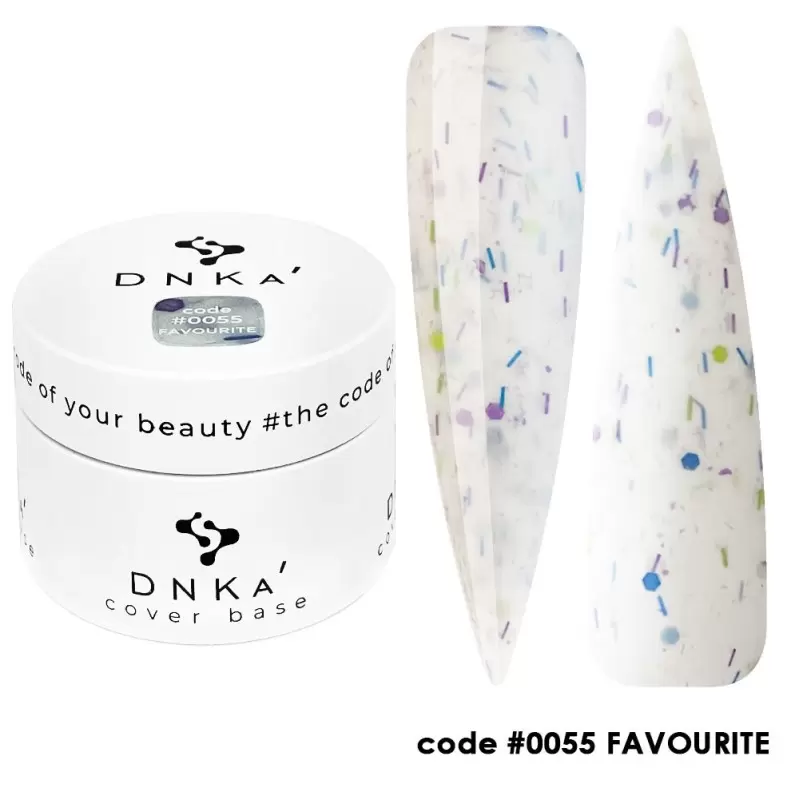 0055 DNKa Cover Base 30 ml (белый с разноцветной поталью) 0055 DNKa Cover Base 30 ml (белый с разноцветной поталью)