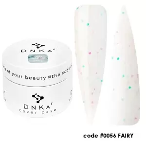 0056 DNKa Cover Base 30 ml (белый с зеленой и розовой крошкой)