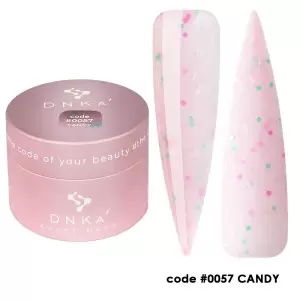 0057 DNKa Cover Base 30 ml (розовый с зеленой и розовой крошкой)