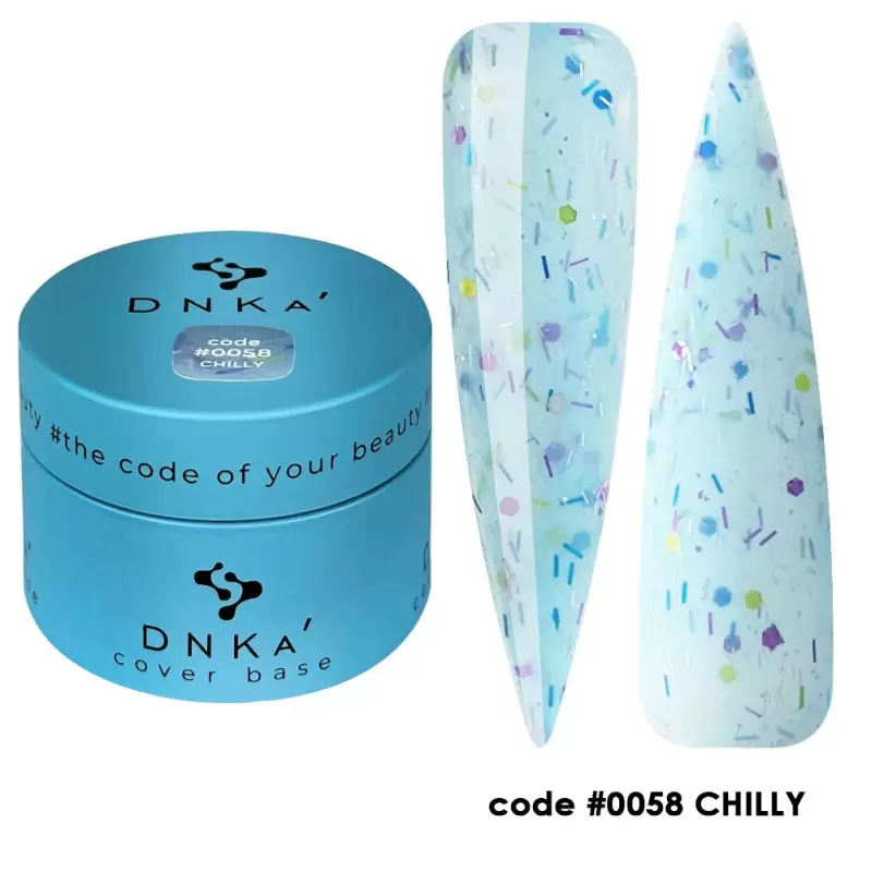 0058 DNKa Cover Base 30 ml (голубой с разноцветной поталью) 0058 DNKa Cover Base 30 ml (голубой с разноцветной поталью)