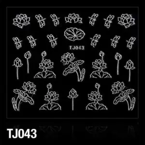 3D НАКЛЕЙКИ TJ043 ЧЕРНЫЕ С СЕРЕБРЯНОЙ ЛЕНТОЙ