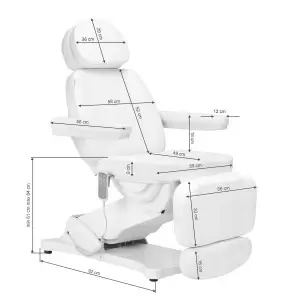 Электро косметологическое кресло SILLON CLASSIC, 3 мотора, белое