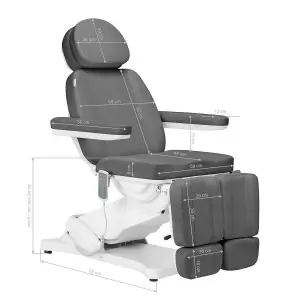 Электро косметическое кресло SILLON CLASSIC, 3 мотора, с педи-люлькой, серый