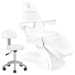 SILLON Lux 273b электро косметическое кресло + 304 табуретка белая