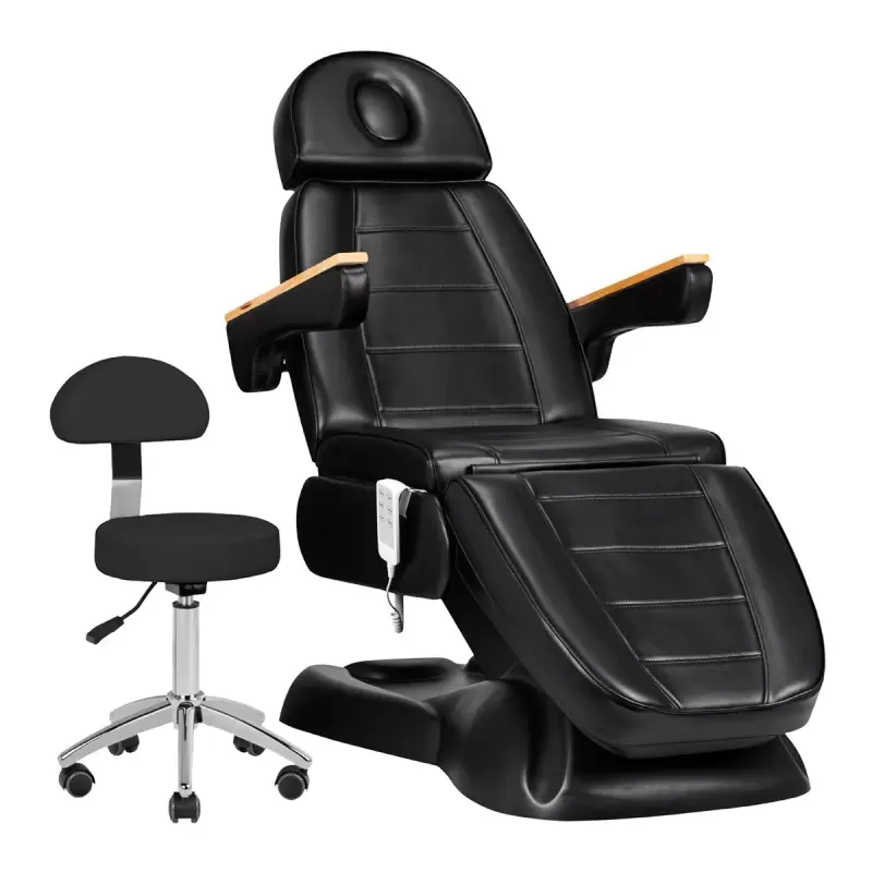 SILLON Lux 273b elektrinis kosmetinis krėslas + taburetė 304, juoda SILLON Lux 273b elektrinis kosmetinis krėslas + taburetė 304, juoda