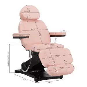 Elektrinis grožio krėslas SILLON CLASSIC, 3 varikliai, rožinės ir juodos spalvos