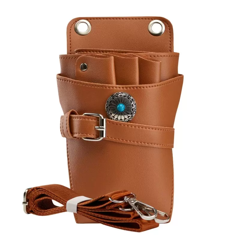 Кобура для ремня парикмахерских ножниц T14 коричневая
