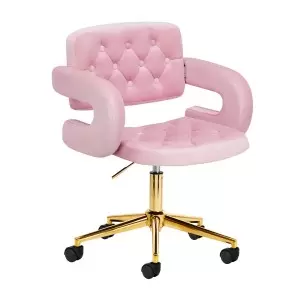 4Rico Sillón giratorio QS-OF213G Terciopelo rosa