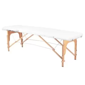 Balansas 2 segmentų sulankstomas medinis baltos spalvos masažinis stalas