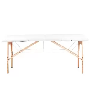 Balansas 2 segmentų sulankstomas medinis baltos spalvos masažinis stalas
