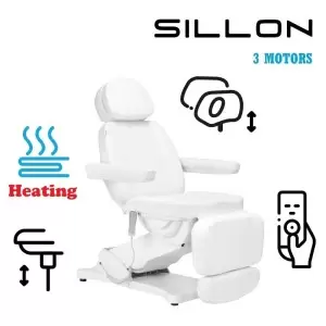 Šildoma elektrinė grožio terapijos kėdė SILLON CLASSIC, 3 varikliai, antroji laida, balta