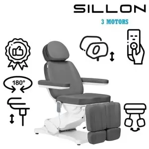Электро косметическое кресло SILLON CLASSIC, 3 мотора, с педи-люлькой, серый