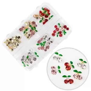 Carkset už dekoracijas "Cherry" su zirconami, sumaišykite spalvas, 30 elementų