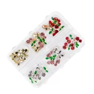 Carkset už dekoracijas "Cherry" su zirconami, sumaišykite spalvas, 30 elementų