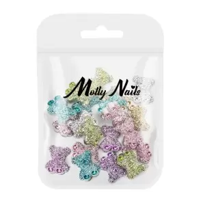 3D meškiukai Mrus_Cyrl Nails už nagus, spalvų mišinys, 20 vienetų.