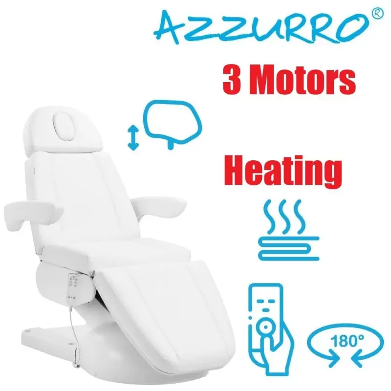 Косметическое кресло Azzurro Lux 3м с электроприводом и подогревом, белое