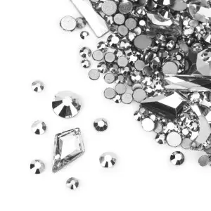 Микс серебряных стразов для дизайна ногтей Molly Nails 150 шт.