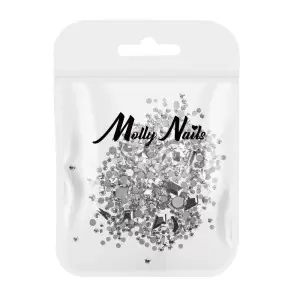 Микс серебряных стразов для дизайна ногтей Molly Nails 150 шт.