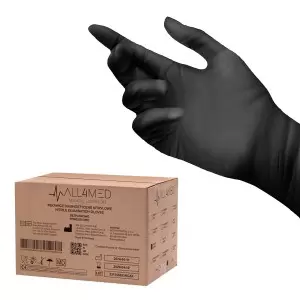 Одноразовые диагностические нитриловые перчатки All4med, черные, размер M, 10x100 шт.
