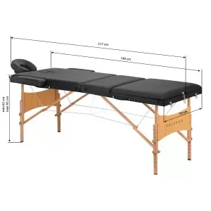 Массажный стол складной деревянный BALANCE 3-секционный 190x70, черный