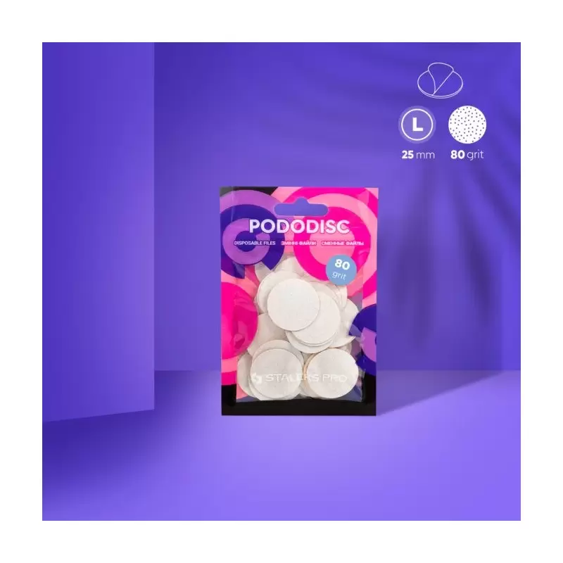 Сменные файлы белые для педикюрного диска 80 грит STALEKS PRO EXPERT PODODISC L 50 шт