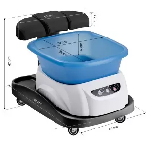 Dušo padėklas Azzurro Su masažuotoju ir juodu sunkvežimiu.