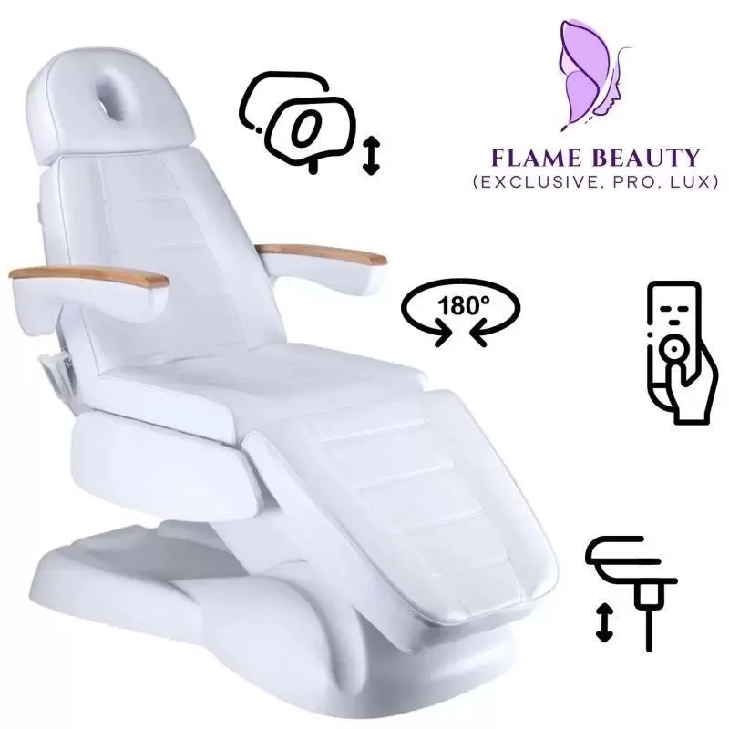 Электрическое косметическое кресло Flame Beauty LUX BW-273B белое, 3 мотора