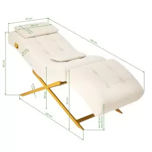 Кресло для наращивания ресниц Sillon Umbra, белое бархатное с золотистым основанием.