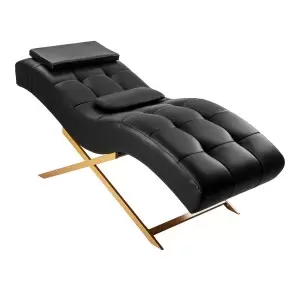 Кресло для наращивания ресниц Sillon Alba, черное с золотым основанием.