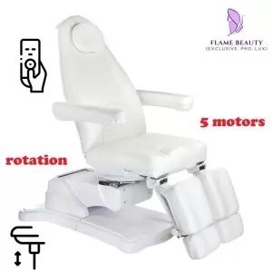 Электро косметологическое кресло Flame Beauty Max 672A белое, 5 моторов