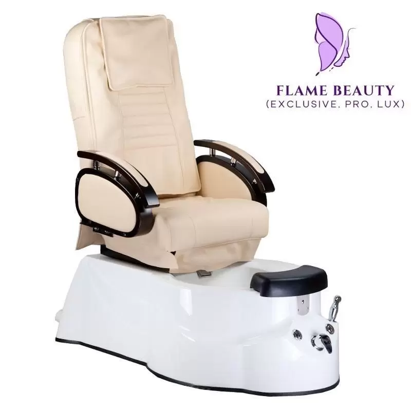 Pedikuro liepsnos kėdės kėdė Pedi 3820D kremo spalva su masažo funkcija Pedikuro liepsnos kėdės kėdė Pedi 3820D kremo spalva su masažo funkcija