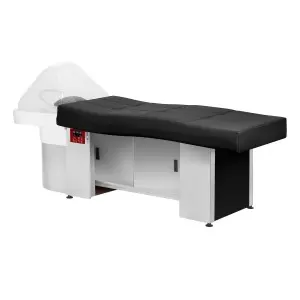 Парикмахерская тумба Head Spa Gabbiano 017B черного цвета с шезлонгом.