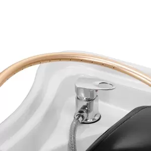 Парикмахерская тумба Head Spa Gabbiano 017B черного цвета с шезлонгом.