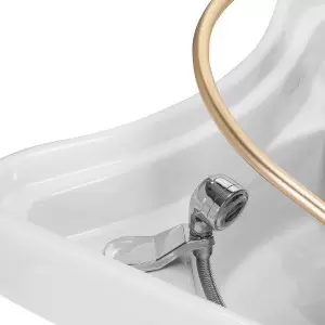 Gabbiano 017 rudos galvos SPA - plaukų plovimo stotis su reklamuotojo kėdė.