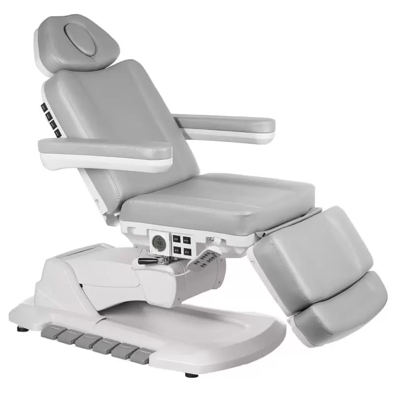 Электро косметическое кресло, 4 мотора поворотное, Flame Pro Beauty 686 серое j.sza