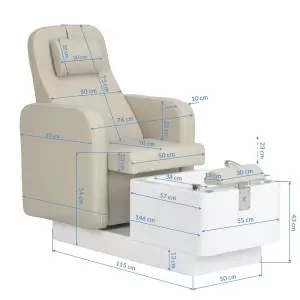 Sillon ELYSIA kremas, SPA pedikiūro kėdė