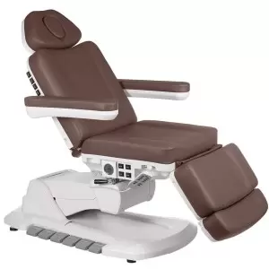 Электро косметическое кресло, 4 мотора поворотное, Flame Pro Beauty 686 коричневое