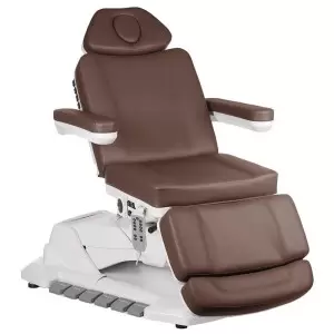 Электро косметическое кресло, 4 мотора поворотное, Flame Pro Beauty 686 коричневое
