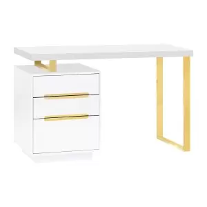 Kosmētikas galds 3311G zeltaini balts