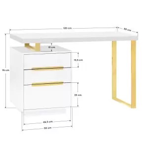 Kosmetinis stalas 3311G aukso spalvos baltas